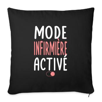 Mode Infirmière activé - Idée cadeau - Housse de coussin décorative 45 x 45 cm - noir - Devant