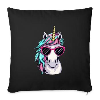 Cool unicorn portrait with sunglasses - Sofa pillowcase 17,3'' x 17,3'' (45 x 45 cm) - black - Front