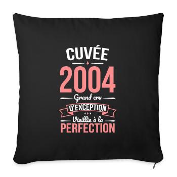 Anniversaire 20 ans - Cuvée 2004 - Cadeau Humour - Housse de coussin décorative 45 x 45 cm - noir - Devant
