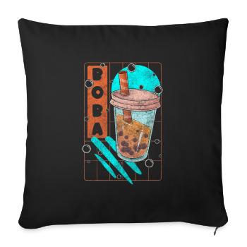 Boba Tea Perle Lait Saveur Coloré - Housse de coussin décorative 45 x 45 cm - noir - Devant