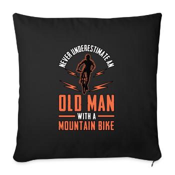 BMX MTB Old man on the bike - Sofa pillowcase 17,3'' x 17,3'' (45 x 45 cm) - black - Front