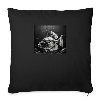 Poisson fish noir - Housse de coussin décorative 45 x 45 cm - noir - Devant