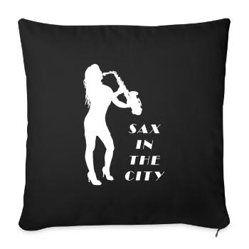 Saxophone en ville, saxophone et danse - Housse de coussin décorative 45 x 45 cm - noir - Devant
