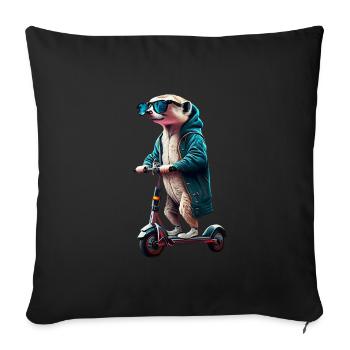 Escooting Meerkat Escooter Scooter électrique - Housse de coussin décorative 45 x 45 cm - noir - Devant