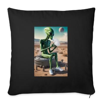 Alien dampft in Wüstensand - Sofakissenbezug 45 x 45 cm - Schwarz - Vorne