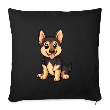 Schäferhund Hund Niedlich - Sofakissenbezug 45 x 45 cm - Schwarz - Vorne