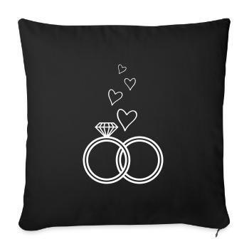 anneaux de mariage coeur anneaux de mariage marié - Housse de coussin décorative 45 x 45 cm - noir - Devant