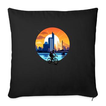 Bicycle Sunset - Sofa pillowcase 17,3'' x 17,3'' (45 x 45 cm) - black - Front