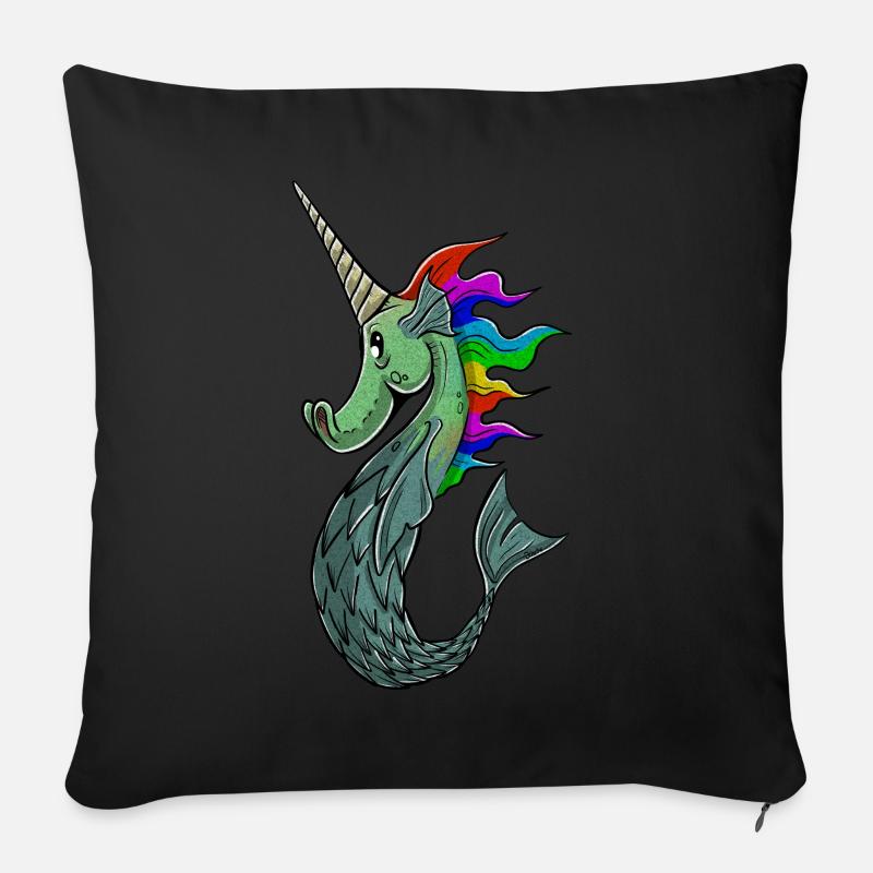 Meerjungpferdchen UNICORN|EINHORN by matjuse - Sofakissenbezug 45 x 45 cm - Schwarz