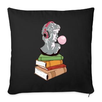 Statue esthétique de la fille du centre-ville de David Coquette - Housse de coussin décorative 45 x 45 cm - noir - Devant