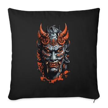 Demonic Oni Mask Halloween Horror Design - Sofa pillowcase 17,3'' x 17,3'' (45 x 45 cm) - black - Front