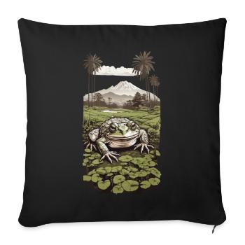 Grenouille amphibienne merveilleuse et conception de la nature - Housse de coussin décorative 45 x 45 cm - noir - Devant