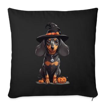 Sorcières teckel Halloween chien Magic Design - Housse de coussin décorative 45 x 45 cm - noir - Devant