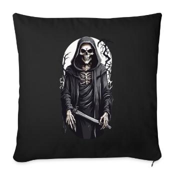 Squelette d’Halloween d’horreur gothique - Housse de coussin décorative 45 x 45 cm - noir - Devant