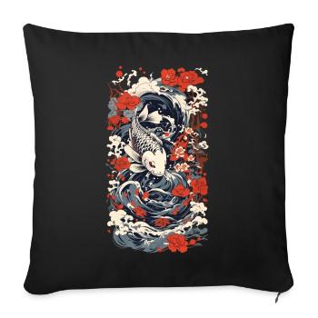 Japanese Koi Art Style Japan Wave Retro Style - Sofa pillowcase 17,3'' x 17,3'' (45 x 45 cm) - black - Front