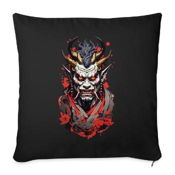 Japonais Oni Démon Rétro Manga Style de conception - Housse de coussin décorative 45 x 45 cm - noir - Devant