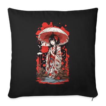 Japonais Ukiyo-E Esthétique Style de Design Rétro - Housse de coussin décorative 45 x 45 cm - noir - Devant