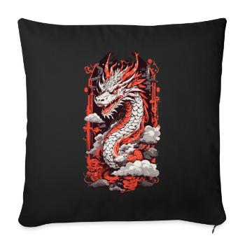 Fire Dragon Japan Ukiyo-E Otaku Art Style - Sofa pillowcase 17,3'' x 17,3'' (45 x 45 cm) - black - Front