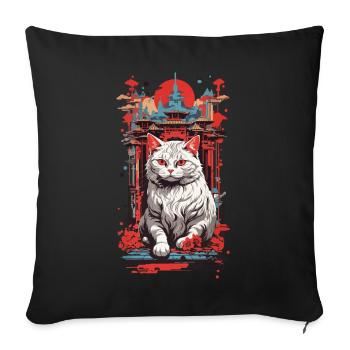 Vintage Japan Cat Ukiyo-E Retro Design - Sofa pillowcase 17,3'' x 17,3'' (45 x 45 cm) - black - Front