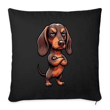 Dackel Dackelbesitzer Dackelliebhaber Dachshund - Sofakissenbezug 45 x 45 cm - Schwarz - Vorne