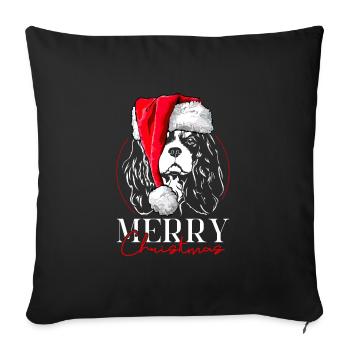 Santa CAVALIER KING CHARLES ÉPAGNEUL Noël - Housse de coussin décorative 45 x 45 cm - noir - Devant