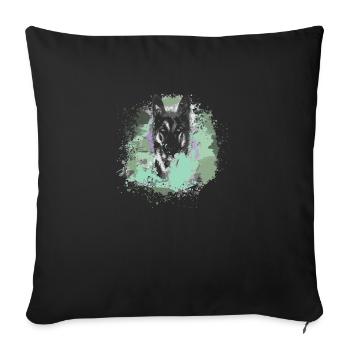 chien de berger, chien, graffiti, camouflage, kaki - Housse de coussin décorative 45 x 45 cm - noir - Devant