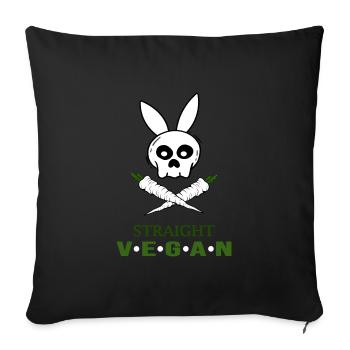straight vegan with carrot veganlife - Sofa pillowcase 17,3'' x 17,3'' (45 x 45 cm) - black - Front