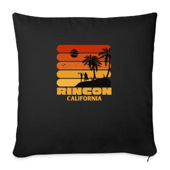 Surfing Vintage Rincon Beach California Retro Surf - Sofa pillowcase 17,3'' x 17,3'' (45 x 45 cm) - black - Front