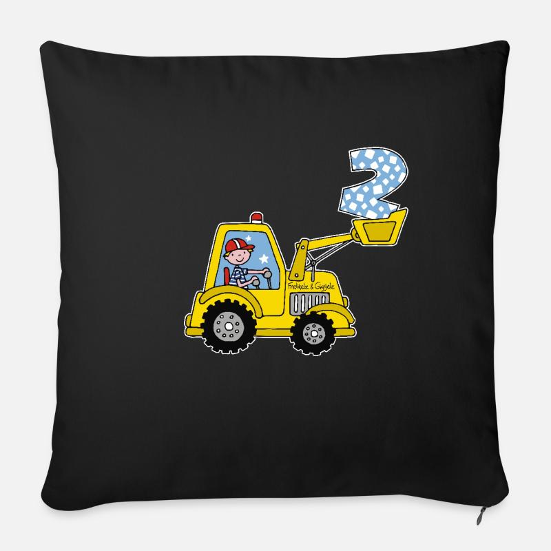 Bagger 2. Geburtstag - Sofakissenbezug 45 x 45 cm - Schwarz