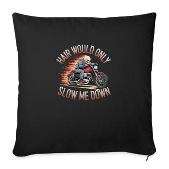 Bald Biker Skull Motorcycle Rider Funny Graphic - Sofakissenbezug 45 x 45 cm - Schwarz - Vorne