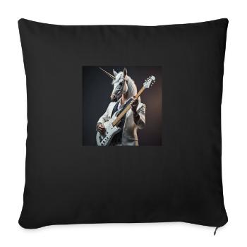 lustiges Einhorn mit E-Gitarre - Sofakissenbezug 45 x 45 cm - Schwarz - Vorne