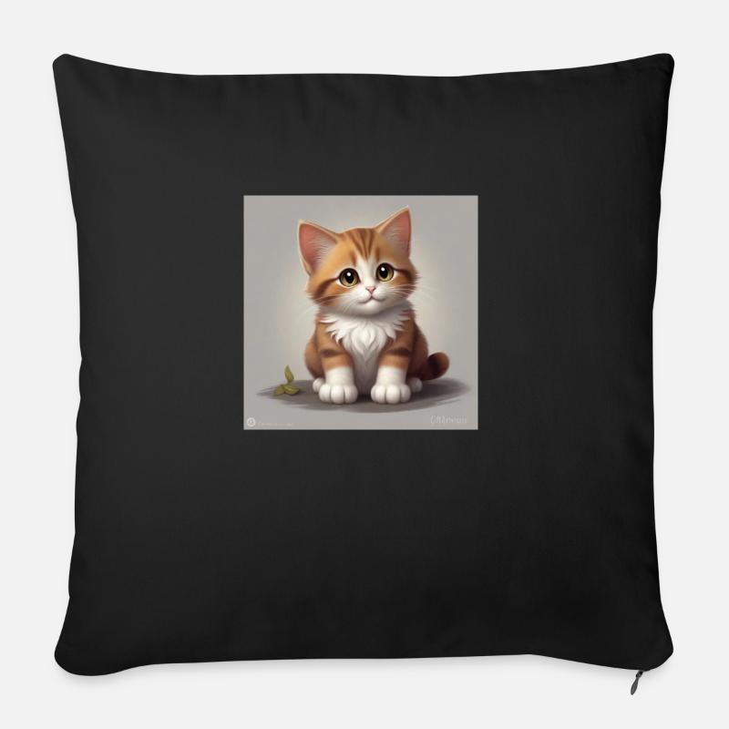 Niedliche Katze - Sofakissenbezug 45 x 45 cm - Schwarz