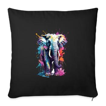 Explosion de couleurs fraîches d’éléphant sur la savane - Housse de coussin décorative 45 x 45 cm - noir - Devant