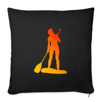 Standup Paddle Standup Paddle Hommes Femmes - Housse de coussin décorative 45 x 45 cm - noir - Devant