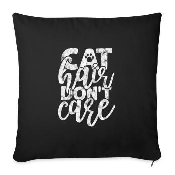 Les poils de chat s’en fichent - Drôles de dictons de chat - Housse de coussin décorative 45 x 45 cm - noir - Devant