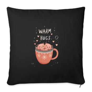 Warme Umarmungen in der Katzentasse - Sofakissenbezug 45 x 45 cm - Schwarz - Vorne