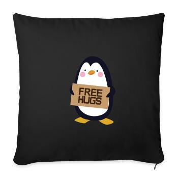 Free Hugs Pingouin - Housse de coussin décorative 45 x 45 cm - noir - Devant