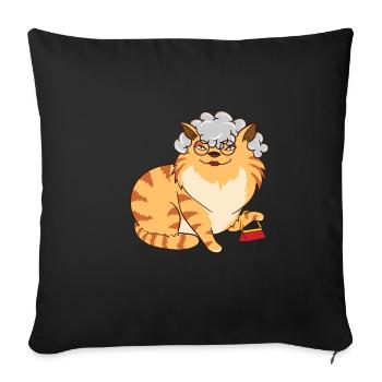 Chat Grand-mère - Housse de coussin décorative 45 x 45 cm - noir - Devant
