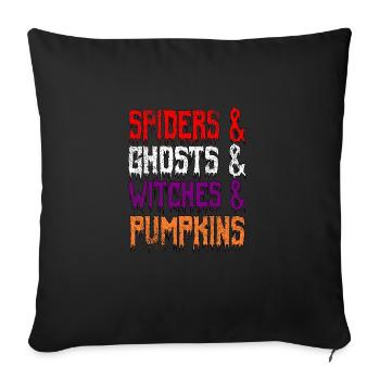 Spiders & Ghosts & Witches & Pumpkins - Sofa pillowcase 17,3'' x 17,3'' (45 x 45 cm) - black - Front