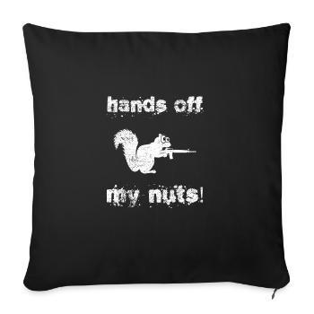 Hands Off My Nuts, paranoïaque Pistolet Nut Squirrel - Housse de coussin décorative 45 x 45 cm - noir - Devant