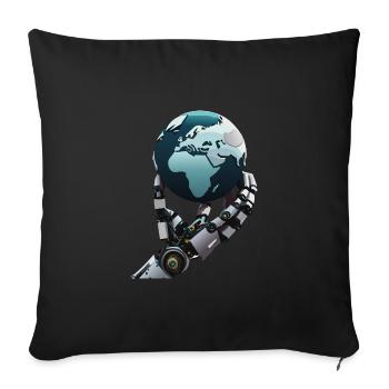 Robot assumes global role - Sofa pillowcase 17,3'' x 17,3'' (45 x 45 cm) - black - Front