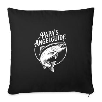 Angeln mit Papa Papas Angelbuddy - Sofakissenbezug 45 x 45 cm - Schwarz - Vorne