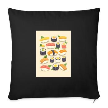 Vibrant Sushi Assortment Illustration - Sofa pillowcase 17,3'' x 17,3'' (45 x 45 cm) - black - Front