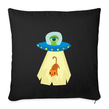 UFO cat abduction - Sofa pillowcase 17,3'' x 17,3'' (45 x 45 cm) - black - Front