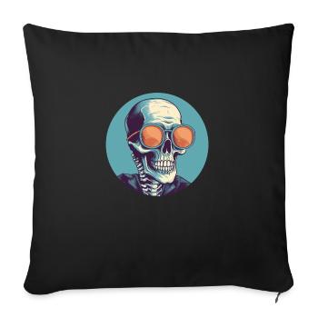 Crâne avec lunettes de soleil, crâne, squelette - Housse de coussin décorative 45 x 45 cm - noir - Devant