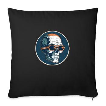 Crâne avec lunettes de soleil, crâne, squelette - Housse de coussin décorative 45 x 45 cm - noir - Devant