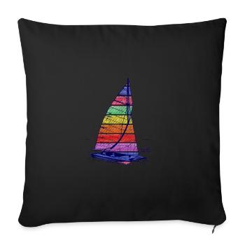 Catamaran Arc-en-ciel Liberté - Housse de coussin décorative 45 x 45 cm - noir - Devant