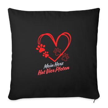 Mein Herz hat vier Pfoten Hund Shirt - Sofakissenbezug 45 x 45 cm - Schwarz - Vorne