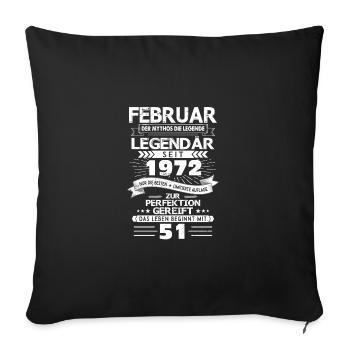 51. Geburtstag März Jahrgang 1972 Geschenkidee - Sofakissenbezug 45 x 45 cm - Schwarz - Vorne