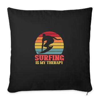 Surf Plage Surf Surf Été Océan Vagues Amour - Housse de coussin décorative 45 x 45 cm - noir - Devant